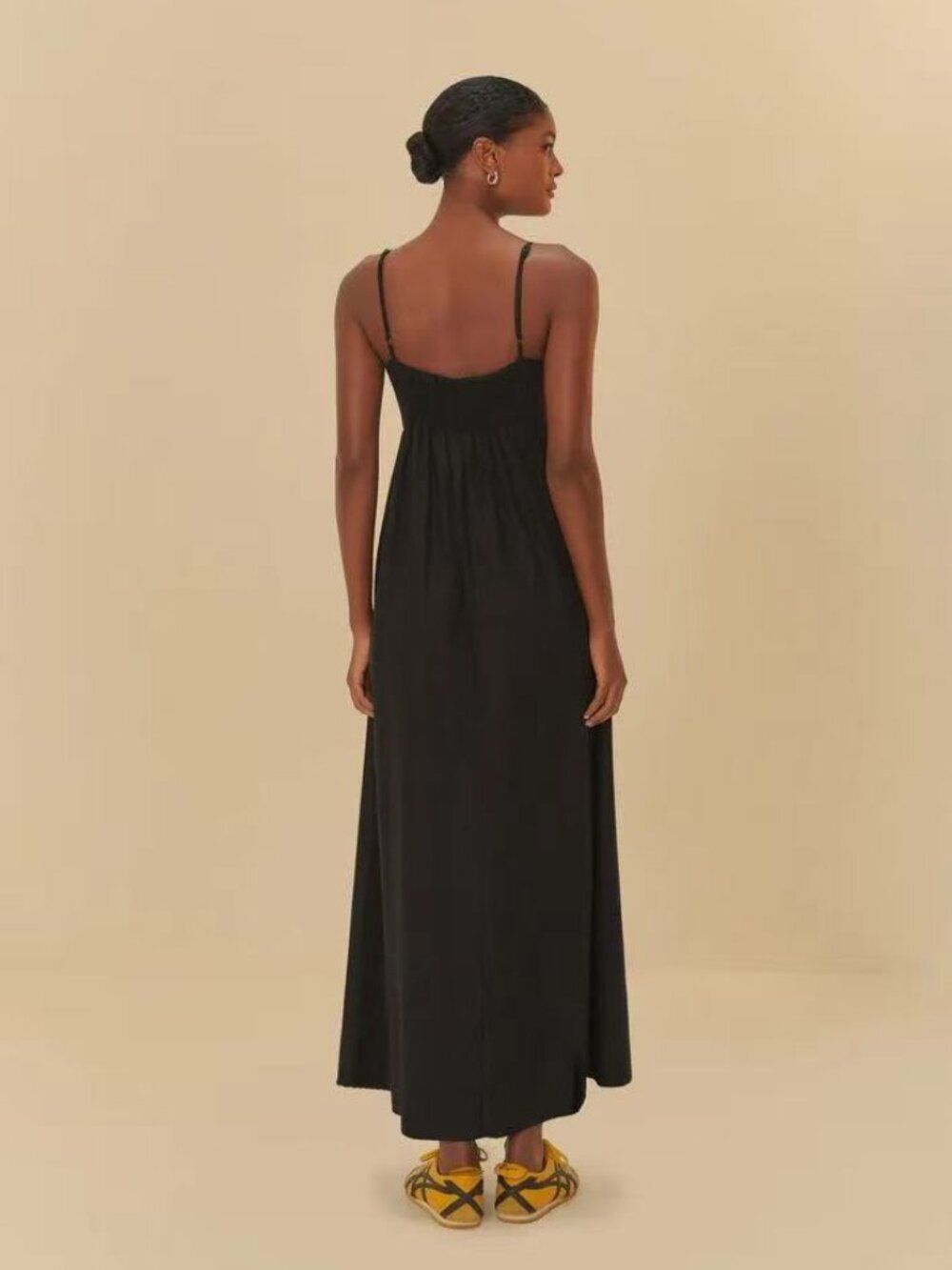 NWOT Farm Rio Linen Blend Black Sleeveless Maxi Dress Size L - Picture 4 of 15
